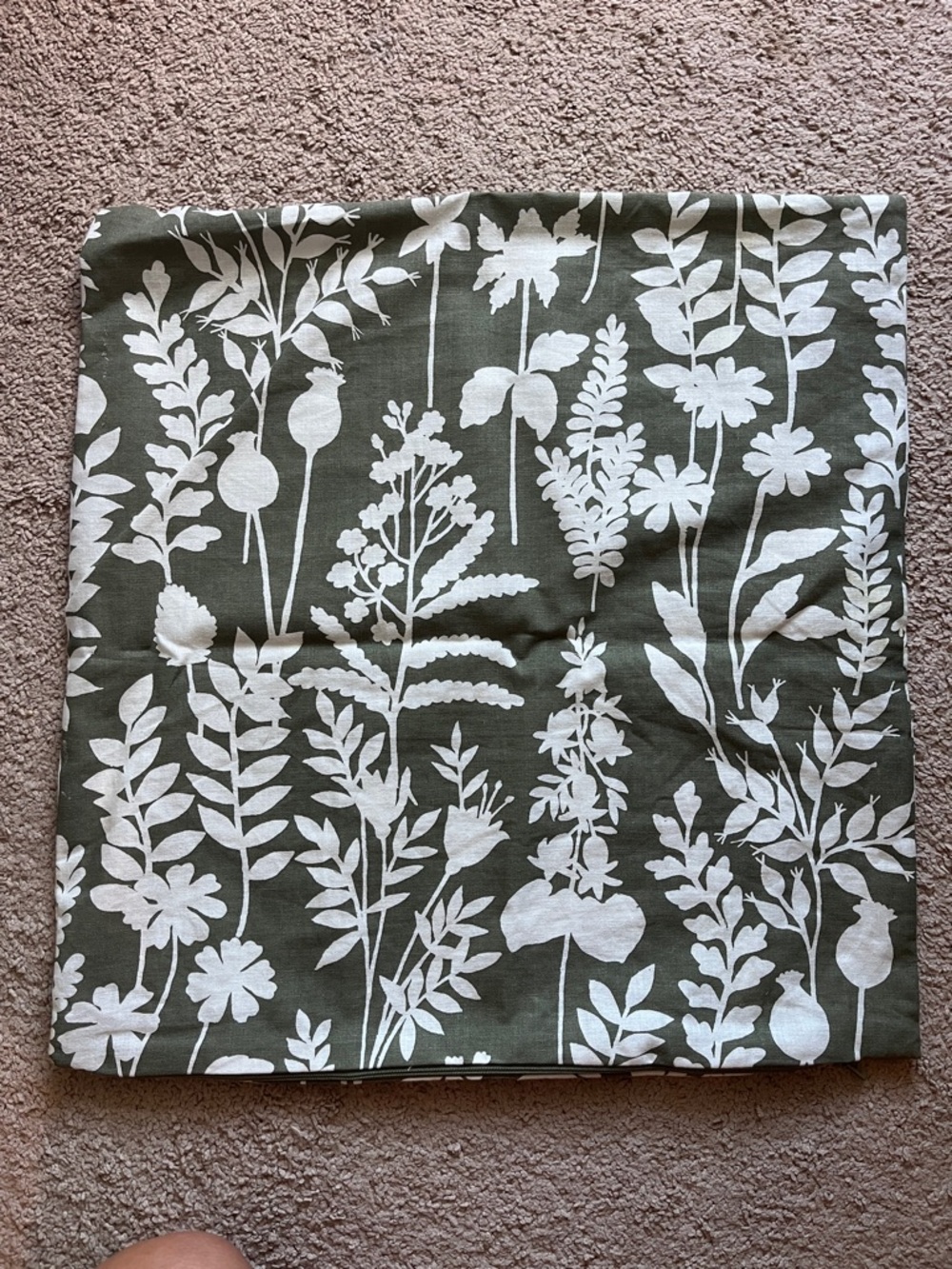 Green and White Botanical Throw Pillow Cover